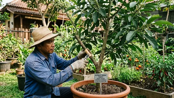 Cara Membuat Pohon Alpukat Kerdil Cepat Berbuah. AI Generated