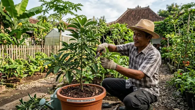 Cara Membuat Pohon Alpukat Kerdil Cepat Berbuah. AI Generated
