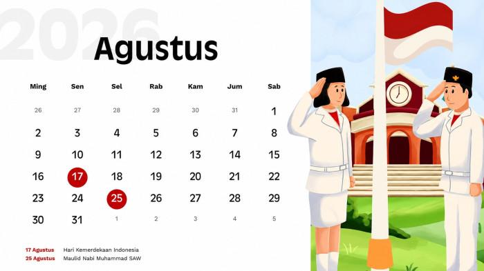 TANGGAL MERAH- Informasi seputar kalender Agustus 2026 yang menyuguhkan keterangan tanggal merah dan libur nasional. Ada sejumlah peringatan penting pada bulan Agustus.