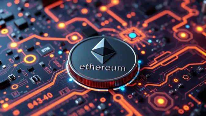 Aset digital kripto Ethereum (ETH). (Foto by AI)