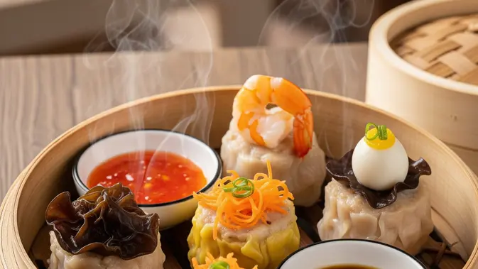 Variasi dan Penyajian Dimsum Ayam Kukus (Image by Gemini AI)