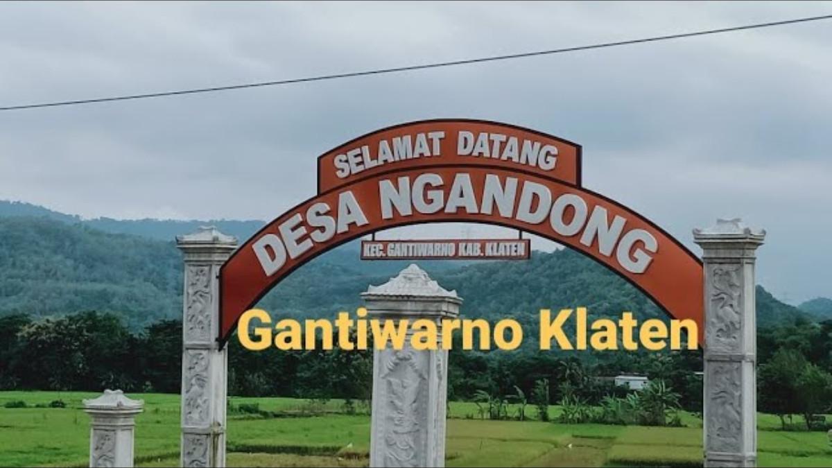 DESA NGANDONG - Tugu selamat datang di Desa Ngandong di Gantiwarno, Klaten, Jawa Tengah.