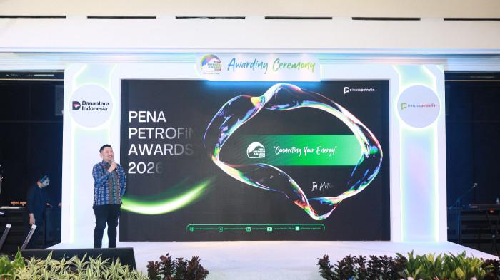 Manager Corporate Communication & Relations PT Elnusa Petrofin, Putiarsa Bagus Wibowo memberikan sambutan dalam acara Pena Petrofin Awards 2026, di Hotel Goodrich Suites, Jakarta Selatan, Rabu (29/7/2026).