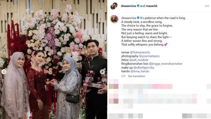 Dea Annisa dan Mazaki Ahmad lamaran © instagram.com/deaaannisa