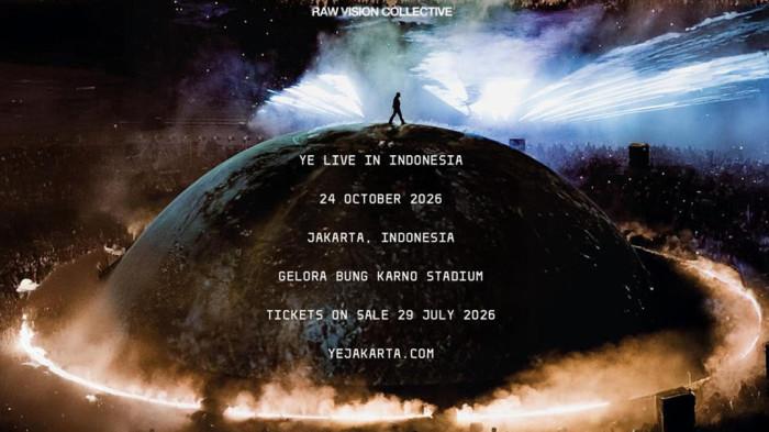 POSTER KONSER - enantian panjang para hip-hop heads dan pencinta pop-culture Tanah Air akhirnya tuntas! Musisi sekaligus ikon budaya dunia, YE (yang dulunya dikenal sebagai Kanye West), dipastikan bakal menggelar konser perdananya di Indonesia lewat tur bertajuk 
