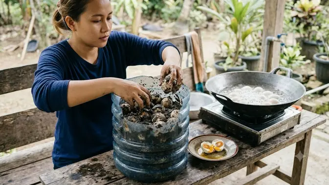 Cara Membuat Pemeraman Telur Asin dari Galon Bekas (AI Generated)