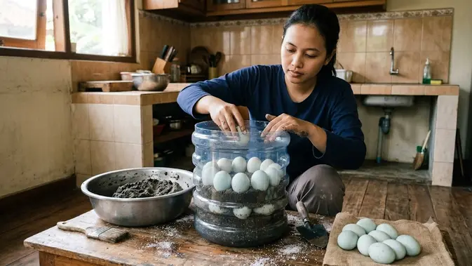 Cara Membuat Pemeraman Telur Asin dari Galon Bekas (AI Generated)