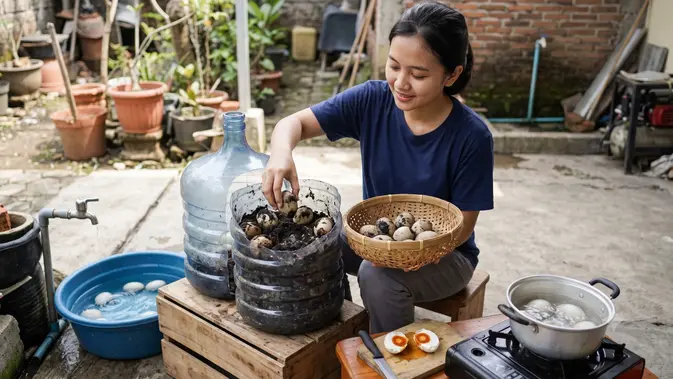 Cara Membuat Pemeraman Telur Asin dari Galon Bekas (AI Generated)
