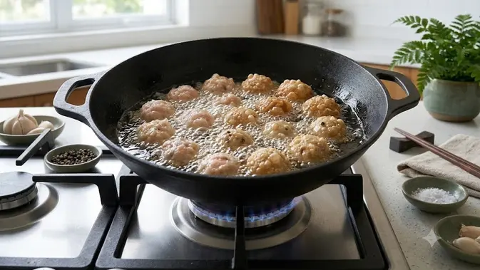 Teknik Menggoreng Agar Bakso Menjadi Kopong (AI generated)