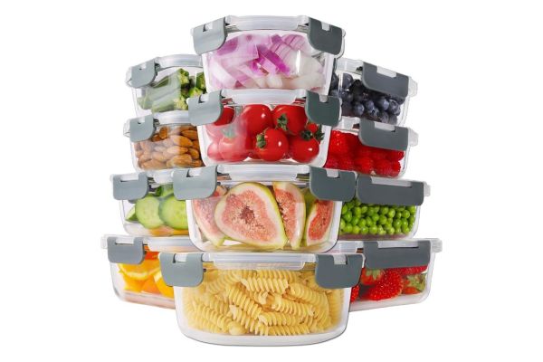 HOMBERKING 24pc Borosilicate Glass Food Storage Containers Credit: Amazon
