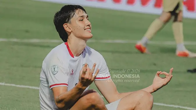 Striker timnas Indonesia Mitchell Baker rayakan gol ke gawang Timor Leste pada laga Grup A Piala AFF 2026 di Stadion Chonburi, Jumat (31/7/2026). (X Timnas Indonesia)