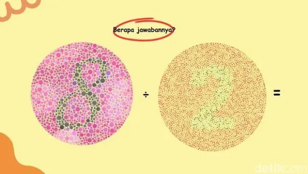 Uji kecerdasan dan ketelitian mata lewat gambar tes buta warna ini. Temukan angka tersembunyi lalu hitung hasil perhitungannya dengan tepat.