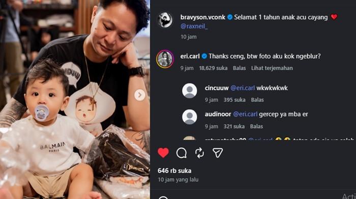Tangkap layar DJ Bravy turut memberikan pesan menyentuh di hari kelahiran putra Erika Carlin