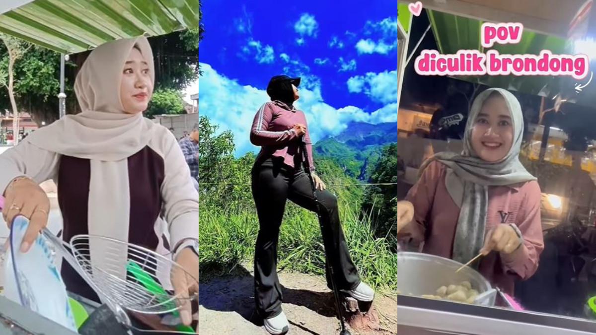 KULINER KLATEN - Mbak Mput,bakul cilok cantik asal Klaten yang viral di media sosial.