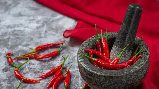 Resep Lauk Sambal Goreng Rumahan Ilustrasi Cabai Cobek Ulekan Sambal / Freepik by jcomp