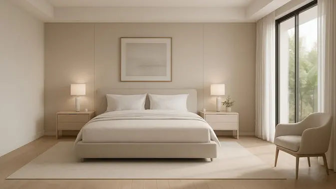 Model Kamar Tidur Luas Layaknya Hotel Bintang Lima/Ilustrasi gambar oleh AI Model Kamar Tidur Luas Layaknya Hotel Bintang Lima (AI Generated)