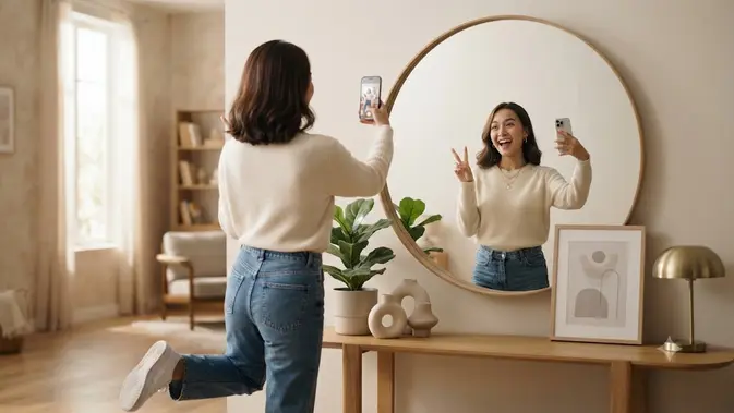 Foto Cermin yang Bagus (AI Generated)