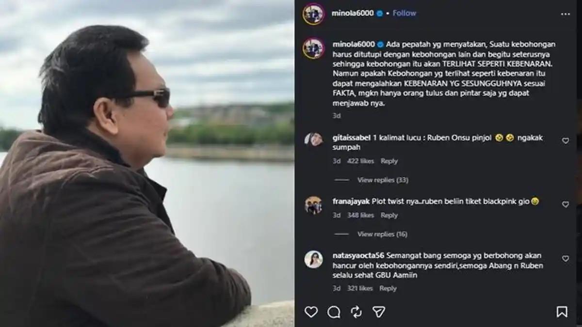 DRAMA RUBEN ONSU - Unggahan kuasa hukum Ruben Onsu, Minola Sebayang yang sindir soal kebohongan.