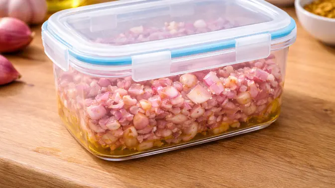 bawang merah Cara Menyimpan Bawang Kupas (AI Generated)
