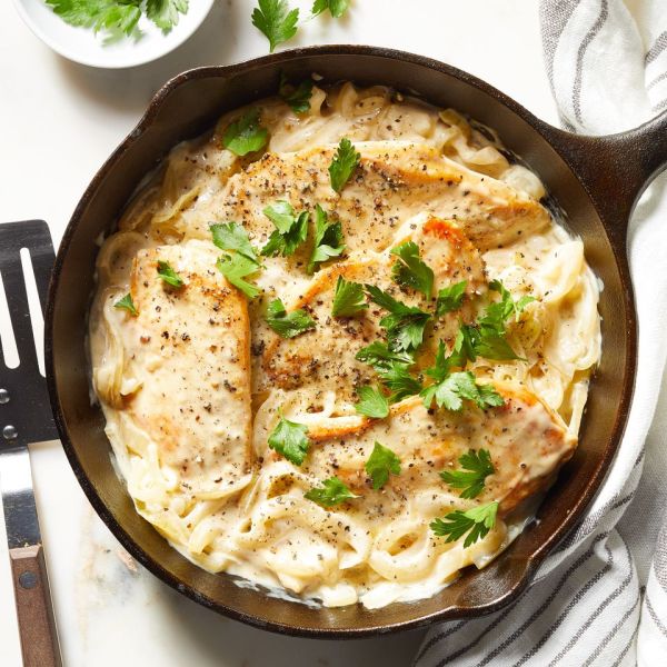 One-Skillet Creamy French Onion Chicken Credit: Brie Passano