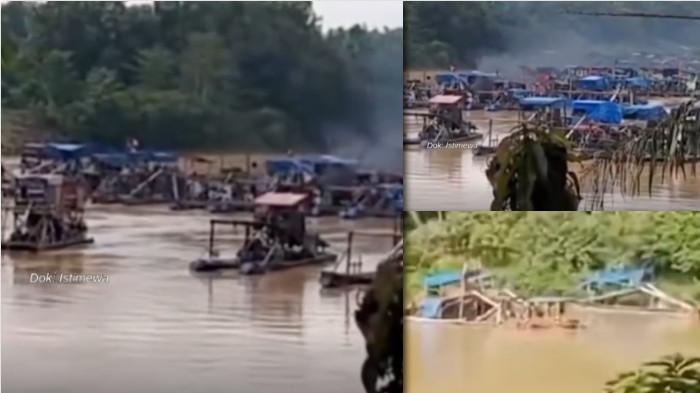 TAMBANG EMAS ILEGAL - Aktivitas Pertambangan Emas Tanpa Izin (PETI) kembali marak di sepanjang aliran Sungai Batanghari, tepatnya di kawasan Desa Teluk Langkap, Kecamatan Sumay, Kabupaten Tebo, Provinsi Jambi. 