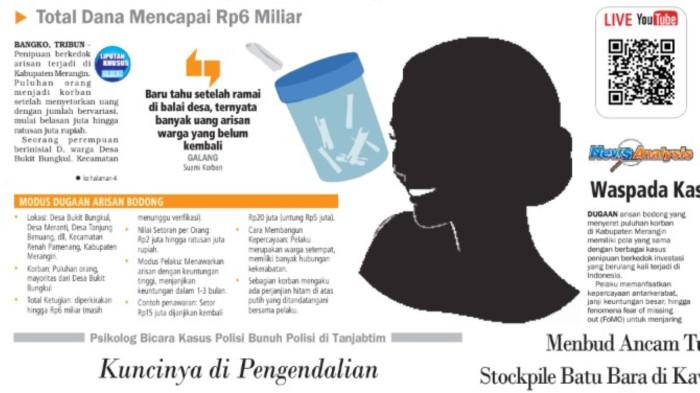 PENIPUAN BERKEDOK ARISAN - Ratusan orang di beberapa desa Kabupaten Merangin, Provinsi Jambi, menjadi korban penipuan berkedok jual beli arisan. Total kerugian mencapai Rp6 miliar. Cara pelaku beraksi sangat halus. 
