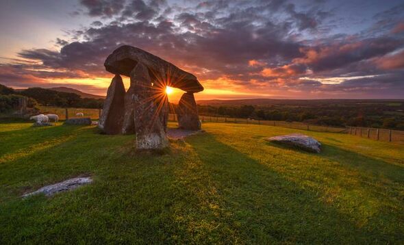 Pentre Ifan burial chamber at sunset