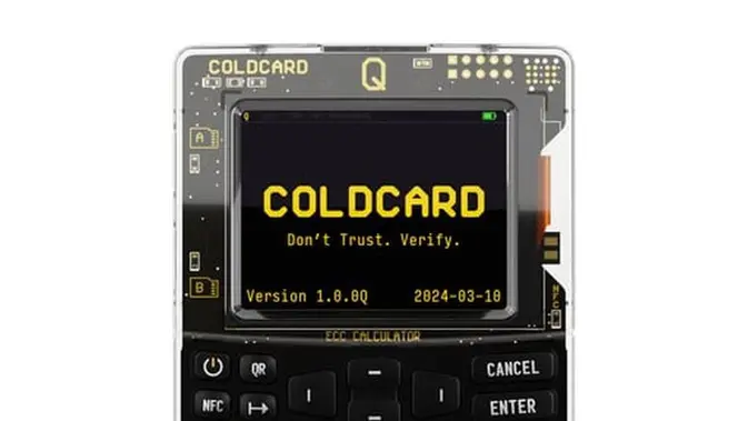 Coldcard, dompet perangkat keras (hardware wallet) khusus Bitcoin buatan perusahaan Coinkite. (Dok store.coinkite.com) Coldcard, dompet perangkat keras (hardware wallet) khusus Bitcoin buatan perusahaan Coinkite. (Dok store.coinkite.com)