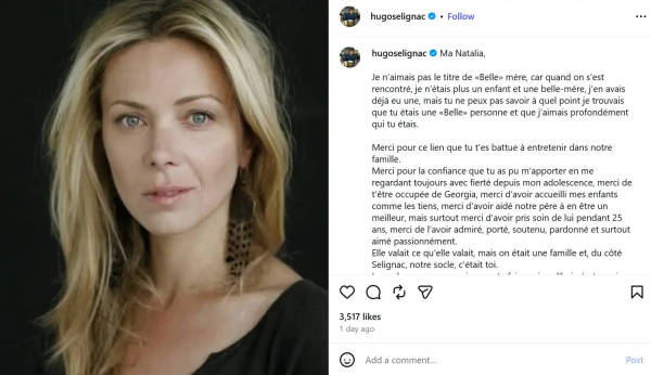 Hugo Sélignac announces Natalia Dontcheva's death