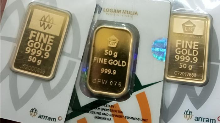 NAIK TIPIS- Harga emas Antam 3 Agustus 2026 naik tipis dibanding hari sebelumnya. Kini kenaikannya cuma Rp 7.000 per gram.