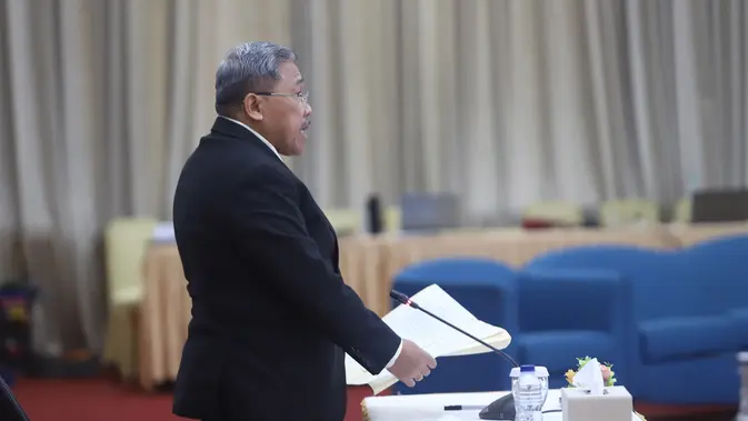 Wakil Ketua Pengadilan Tinggi Palangkaraya  saat wawancara terbuka calon hakim agung serta calon hakim ad hoc HAM dan Tipikordi Gedung Komisi Yudisial , Jakarta, Selasa (4/8/2026). (KLY/ Arie Basuki)