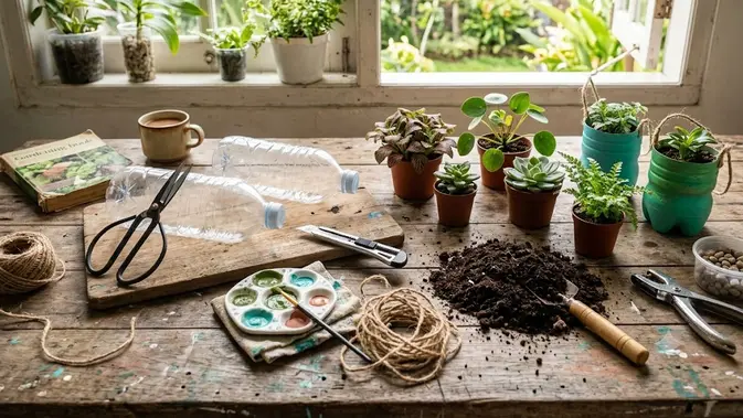 Membuat Pot Lentera dari Botol Plastik (AI generated)