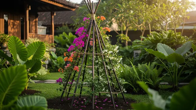 Penopang Bentuk Tepee atau Tuteur. [AI Generated]
