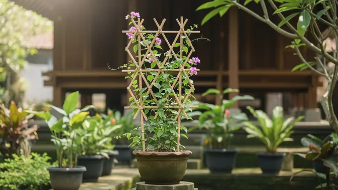 Teralis untuk Tanaman Rambat dalam Pot. [AI Generated]