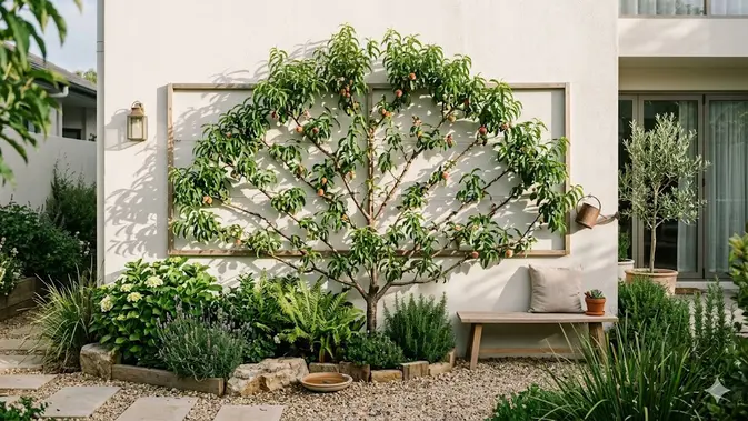 Inspirasi Espalier di Lahan Sempit Rumah AI Generated
