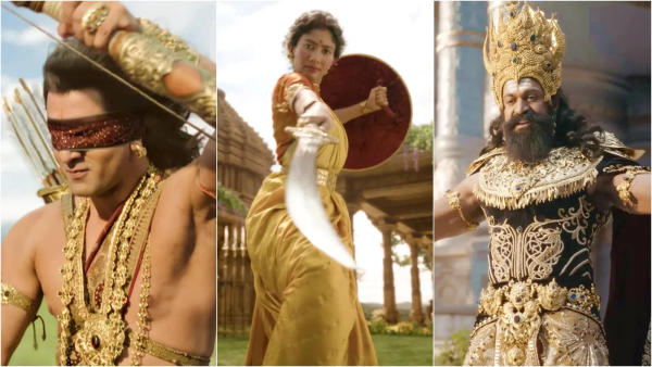 Ranbir Kapoor as Rama, Sai Pallavi as Sita and Yash as Ravana in Ramayana