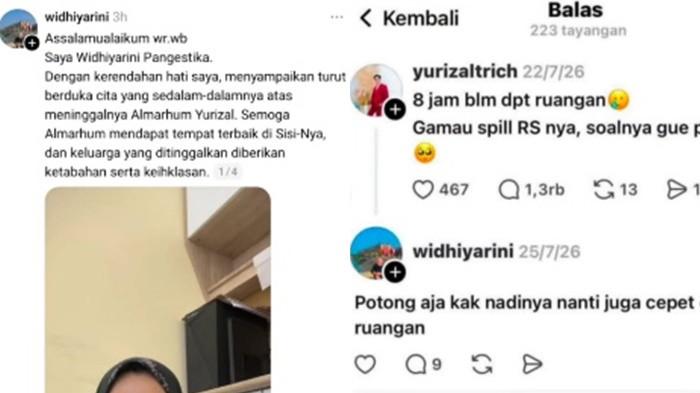 MINTA MAAF -- Salah satu nakes bernama Widhiya meminta maaf (difoto kiri) setelah komentar pedasnya (difoto kanan) terhadap pasien yang curhat tak dapat kamar selama 8 jam hingga akhirnya dikabarkan meninggal dunia.