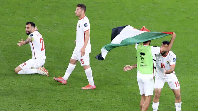 Para pemain Yordania. (AP Photo/Hussein Sayed)