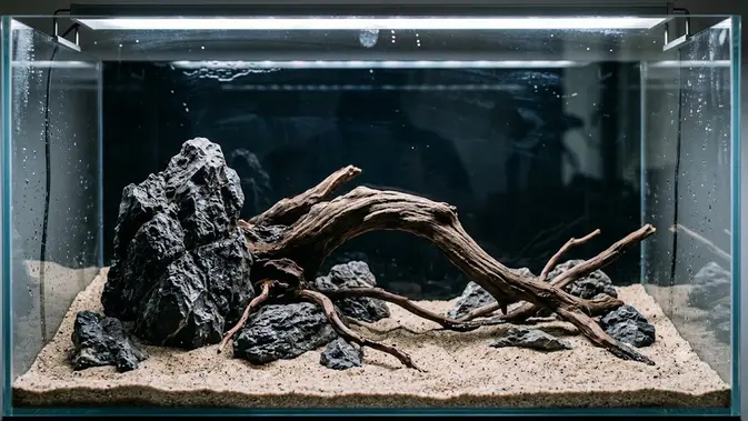 Menata Hardscape dengan Batu dan Kayu. (Gambar: AI Generated)