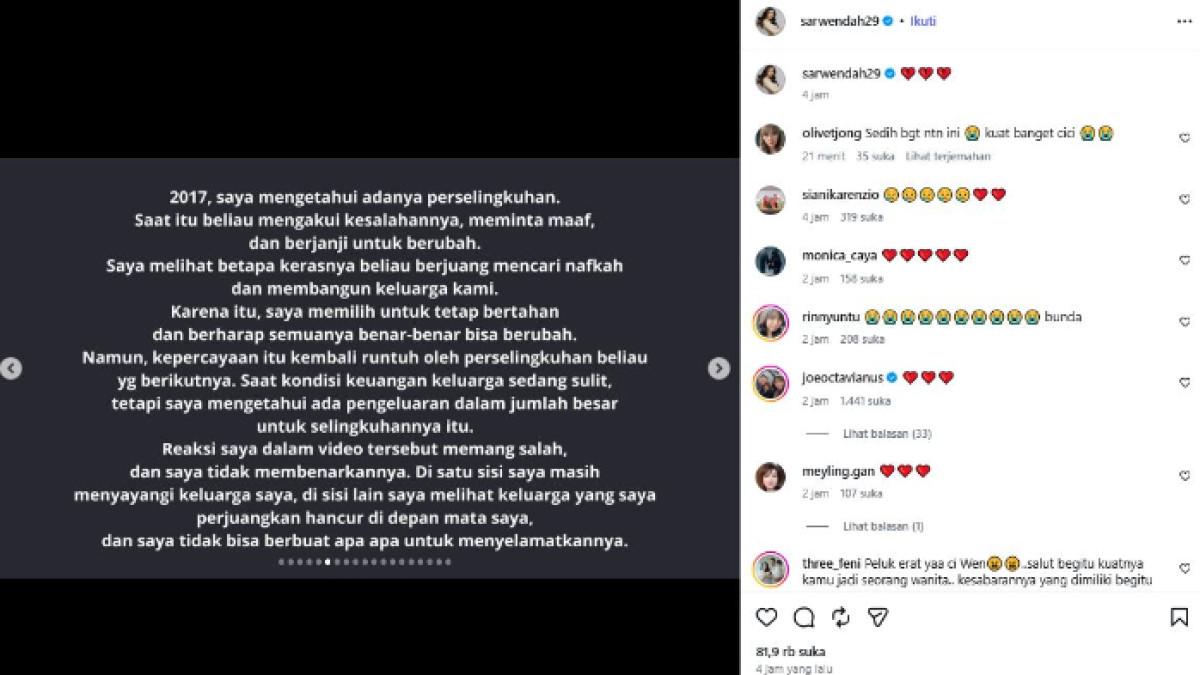 Sarwendah spill dugaan perselingkuhan Ruben Onsu hingga beber pesan haru untuk anak-anak.