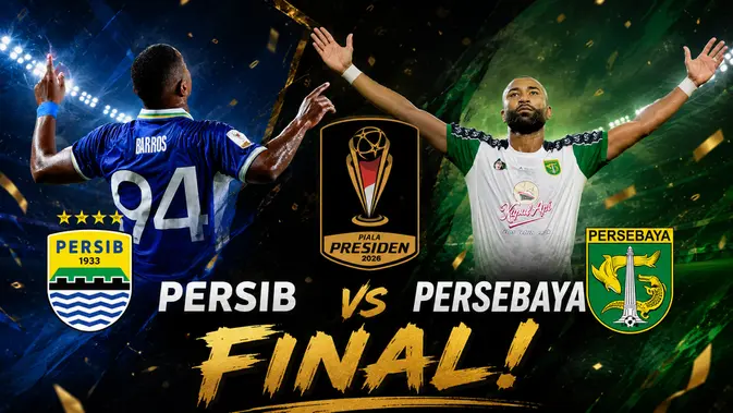 Final Piala Presiden 2026, Persib Bandung vs Persebaya. (Photo Bola.com & Persebaya/Generated AI)