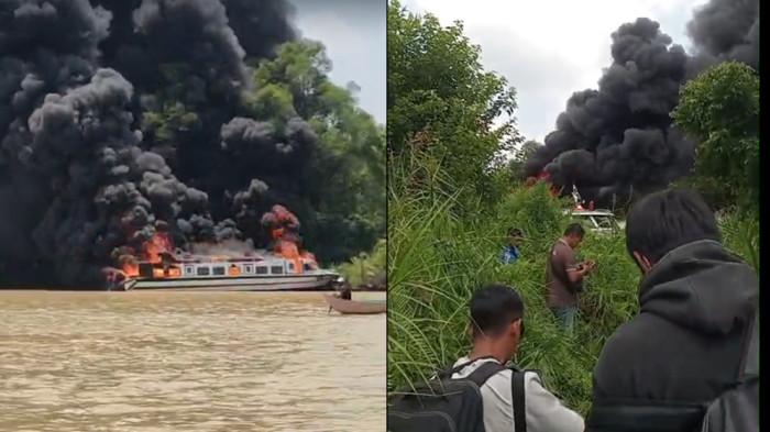SPEEDBOAT TERBAKAR - Speedboat dengan nama SB Sekatak AAA Kaltara mengalami insiden terbakar di Salimbatu, Kabupaten Bulungan, Kalimantan Utara saat dalam perjalana dari Tanjung Selor menuju Tarakan, Kamis (6/8/2026).