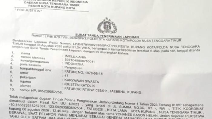 LAPORAN - Foto Surat Tanda Laporan Polisi terkait dugaan tindak pidana pengrusakan di Kantor Pusat KSP Kopdit Swasti Sari.