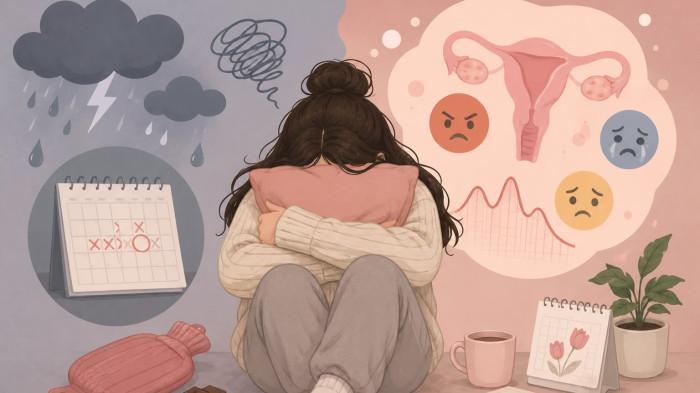 ILUSTRASI- Perubahan suasana hati yang sering dirasakan menjelang atau saat haid. (Generated by ChatGPT)