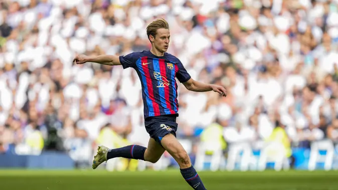 Gelandang Barcelona Frenkie de Jong. (AP Photo/Bernat Armangue)