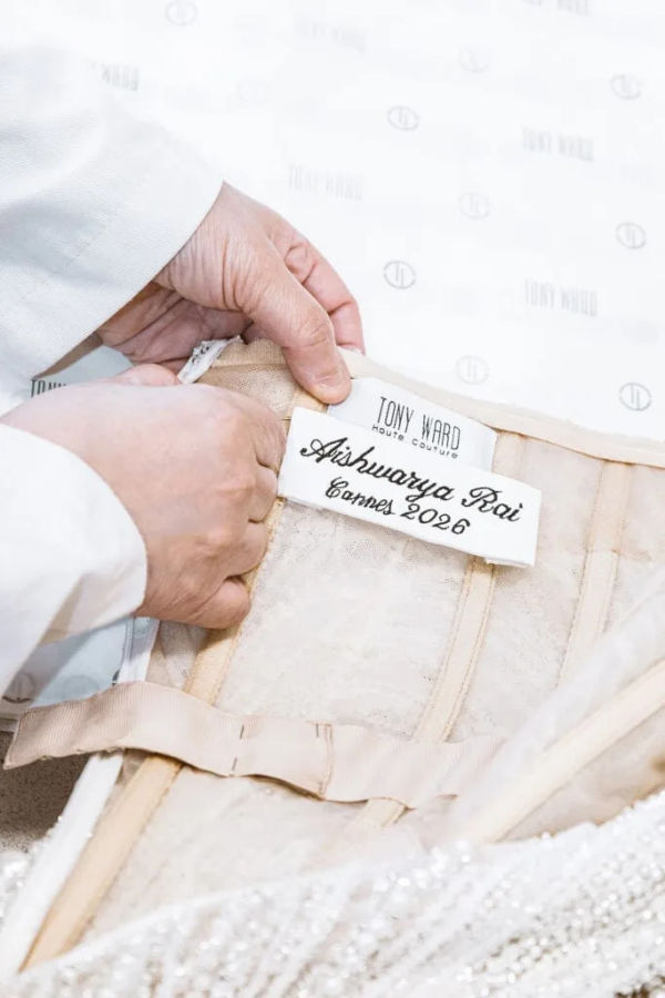 Tony Ward Couture label inside Aishwarya Rai Bachchan's unseen custom Cannes gown.