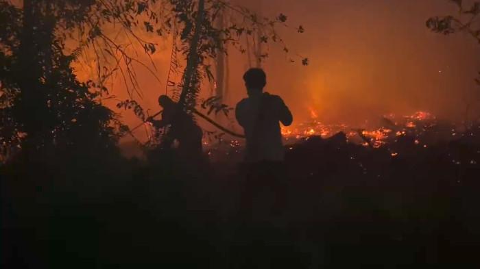 KARHUTLA DI KOTIM - Kepulan asap masih membumbung dari kawasan Desa Camba, Kecamatan Kota Besi, Kabupaten Kotawaringin Timur (Kotim), Jumat (7/8/2026).