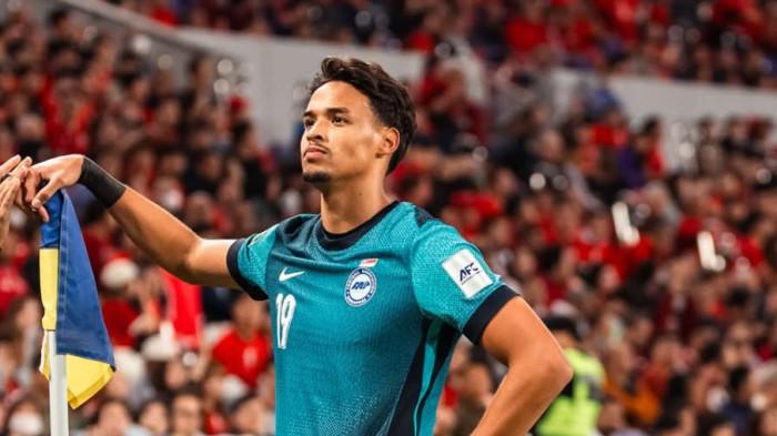 SELEBRASI - Penyerang Singapura, Ilhan Fandi merayakan gol saat melawan Hong Kong pada pertandingan lanjutan Kualifikasi Piala Asia 2027, pada Selasa (18/11/2025) malam WIB. Singapura berhasil comeback dramatis 2-1.