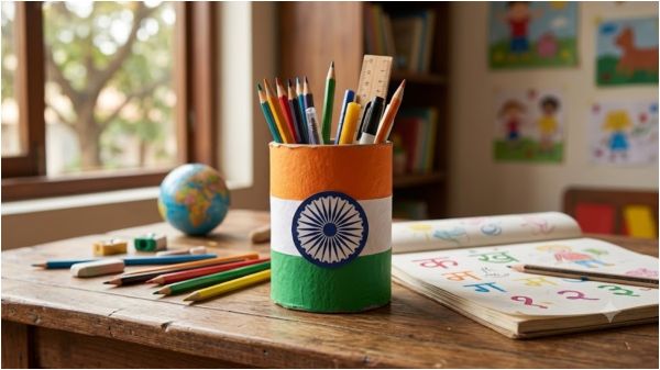 Make a tricolor pen holder from cardboard