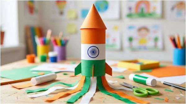 Make a tricolor rocket from a paper roll